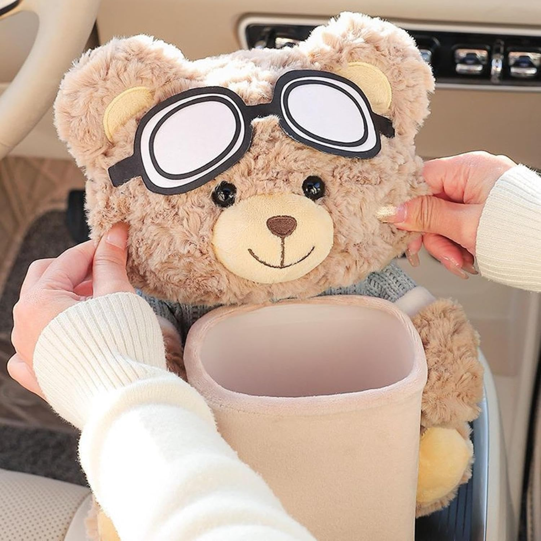 Plush Bear Car Organizer & Tissue Holder