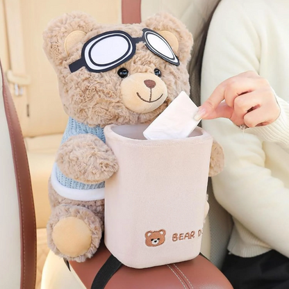 Plush Bear Car Organizer & Tissue Holder